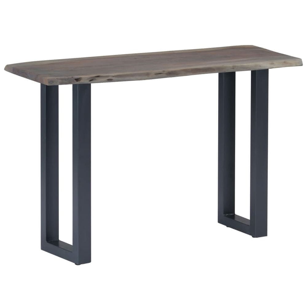 Vidaxl Konzolový stolík z akáciového dreva a železa sivý 115x35x76 cm